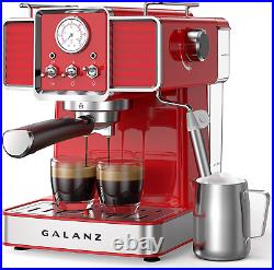 15 Bar Retro Espresso Machine Coffee Maker With Milk Frother Removable Tank Red