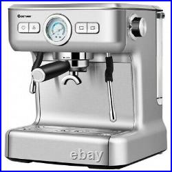 15 Bar Semi-Auto Espresso Coffee Maker Machine with Milk Frother Steam Wand