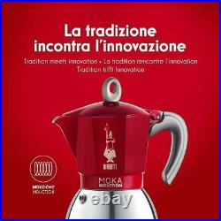 2 x Bialetti Moka Induction 6 Cup Stovetop Espresso Maker Aluminium Red
