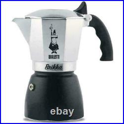 3 x Bialetti Brikka New Aluminium Espresso Maker 4 Cup Dispenses Creamy Head
