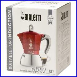 3 x Bialetti Moka Induction 4 Cup Stovetop Espresso Maker Aluminium Red