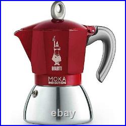 3 x Bialetti Moka Induction 6 Cup Stovetop Espresso Maker Aluminium Red