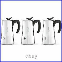 3 x Bialetti Musa Espresso Coffee Maker Stainless Steel, Black, Induction, 4 Cup