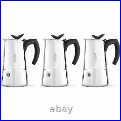 3 x Bialetti Musa Espresso Coffee Maker Stainless Steel Induction Suitable 6 Cup