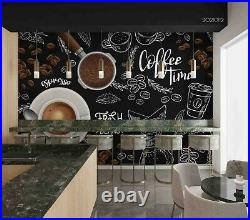 3D Espresso Cup Coffee Beans Self-adhesive Removable Wallpaper Murals Wall 485
