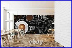 3D Espresso Cup Coffee Beans Self-adhesive Removable Wallpaper Murals Wall 485