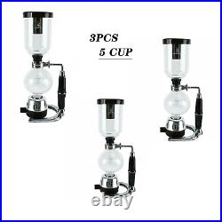3PCS Clean Unique Coffee Tea Espresso Maker Syphon 5 Cup Capacity Tabletop