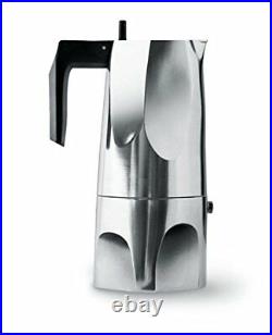 Alessi 6-Cup Ossidiana Espresso Coffee Maker in Aluminium Casting Handle with Kn