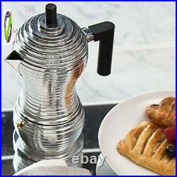Alessi Mdl02/6 BPulcina Stove Top Espresso 6 Cup Coffee Maker In Aluminum Cast