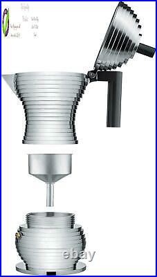 Alessi Mdl02/6 BPulcina Stove Top Espresso 6 Cup Coffee Maker In Aluminum Cast