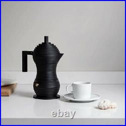 Alessi Pulcina 6 Cup Stovetop Espresso Coffee Maker Double Black Edition