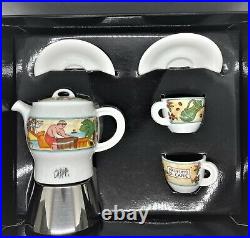 Ancap Coffee Maker & 2 Espresso Cups Porcelain made in Italy