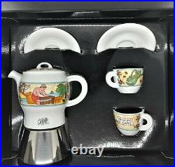Ancap Coffee Maker Moka Golf & 2 Espresso Cups Porcelain made in Italy