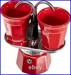 Bialetti Mini Express Kandisky Set With Coffee Maker 2 Cups (90 ML) + 2 Cups, Red