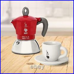 Bialetti Moka Induction 4 Cup, Stovetop Espresso Coffee Maker Red Aluminium