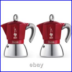 Bialetti Moka Induction 6 Cup, Stovetop Espresso Coffee Maker Red Aluminium