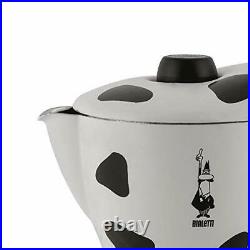 Bialetti Mukka Express 2-Cup Cow-Print Stovetop Cappuccino Maker Black and White