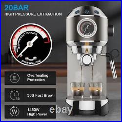 Biolomix 20 Bar Espresso Coffee Maker Machine with Milk Frother Wand for