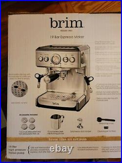 Brim 19 Bar Espresso Machine Maker, Silver NEW Ships FAST! Coffee Steamed milk