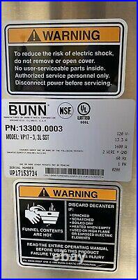 Bunn VP17-3 Commercial Restaurant Pour-Over Coffee Maker Brewer 3 Warmers NSF