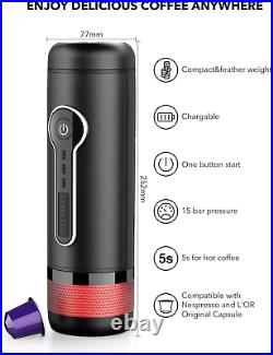 CONQUECO Portable Coffee Maker, 12V Electric Heating Espresso Machine, 15 Bar