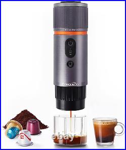 CONQUECO Portable Espresso Machine Travel 12V Car Coffee Maker with Battery for