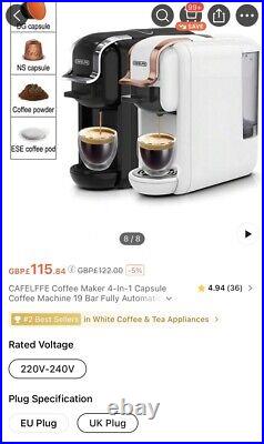 Cafeleffe Coffee Maker- 4 In 1 Capsule Coffee Machine-19 Bar Fully Automatic