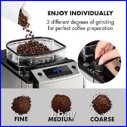 Coffee Machine Espresso Maker Bean to Cup Grinder Brewing Glass Jug Timer Silver