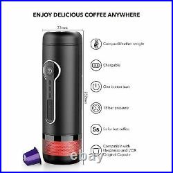 Conqueco Portable Coffee Maker 12V Travel Espresso Machine, 15 Bar Pressur