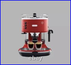 DELONGHI 15-Bar Espresso Machine Cappuccino Coffee Maker Stainless Steel Red