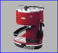 DELONGHI 15-Bar Espresso Machine Cappuccino Coffee Maker Stainless Steel Red