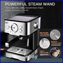 Espresso Coffee Machine 15 Bar Black Café Steam Maker 50 Oz Water Tank