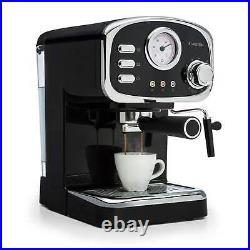 Espresso Coffee Machine Maker 15 Bar Frothing Home Office 1100 W Retro Black