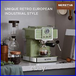 Espresso Coffee Maker Machine 15 Bar Milk Frother Removable Tank Vintage Green
