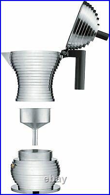 Espresso Coffee Maker Moka Alessi Pulcina MDL02/6 B Black in Aluminium 6 Cups