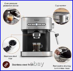 Espresso Machine 15 Bar Pressure Pump, Barista Coffee Maker, Stainless Steel