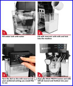Espresso Machine, Latte & Cappuccino Maker- 10 pc All-In-One Black