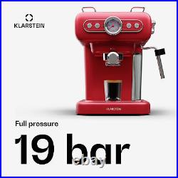 Espresso Machine with Milk Frother Coffee Maker Cappuccino 19 Bar 2 Cups Red