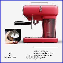 Espresso Machine with Milk Frother Coffee Maker Cappuccino 19 Bar 2 Cups Red