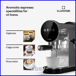 Espresso Machine with Milk Frother Coffee Maker Cappuccino 20 Bar 2 Cups Silver