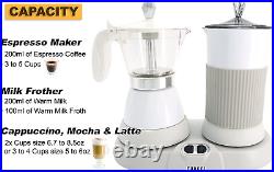 Espresso Maker With Milk Frother 3 to 5 Cups 2 in 1 Moka Pot Small Size Coffee