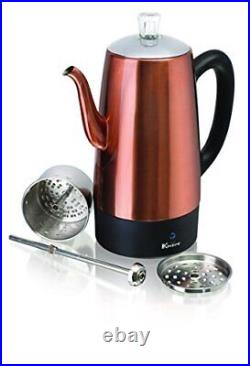 Euro Cuisine PER08 Electric Percolator 8 Cup Stainless Steel Coffee Pot Maker