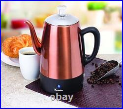 Euro Cuisine PER08 Electric Percolator 8 Cup Stainless Steel Coffee Pot Maker