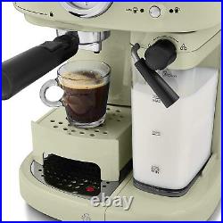 Green Retro Espresso Machine with Milk Frothing Steamer 1.7L Espresso Maker SWAN