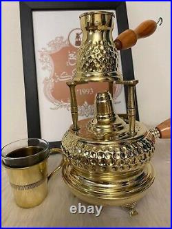 Handmade Copper 100% Brass Turkish Coffee Maker Alcohol Burner With Pot Antique
