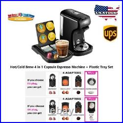 Hot Cold Brew Coffee Machine 4 in1 Multiple Capsule Espresso Pod Maker With Tray