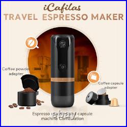 ICafilas Portable Espresso Coffee Maker 12/24V Fit Nespresso Pod/Gound Coffee