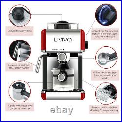 Livivo Red Pro Electric Espresso Cappuccino Coffee Maker Machine Home Office