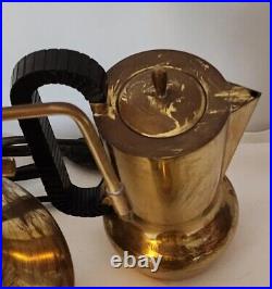 MCM Italian Brass Espresso maker set with sugar and creamer made in Italy