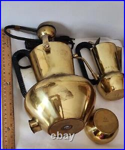 MCM Italian Brass Espresso maker set with sugar and creamer made in Italy